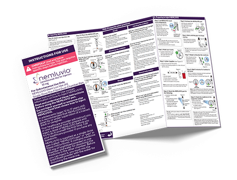 An image of the NEMLUVIO® (nemolizumab-ilto) Instructions for Use leaflet.